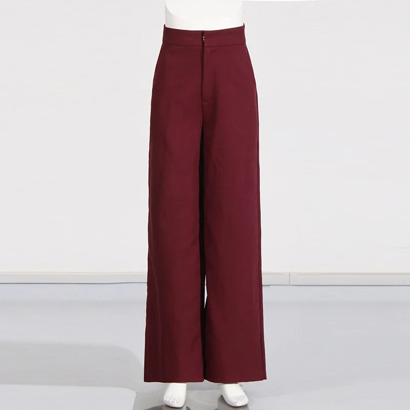 Elegant Two-Piece Suit Blazer And Wide-Leg Trousers