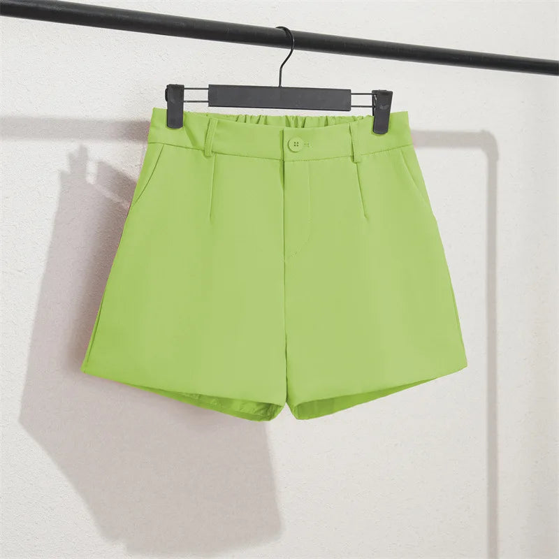 Solid Casual Elegant Office Lady Short Elastic Waist Basic All-match Loose Shorts