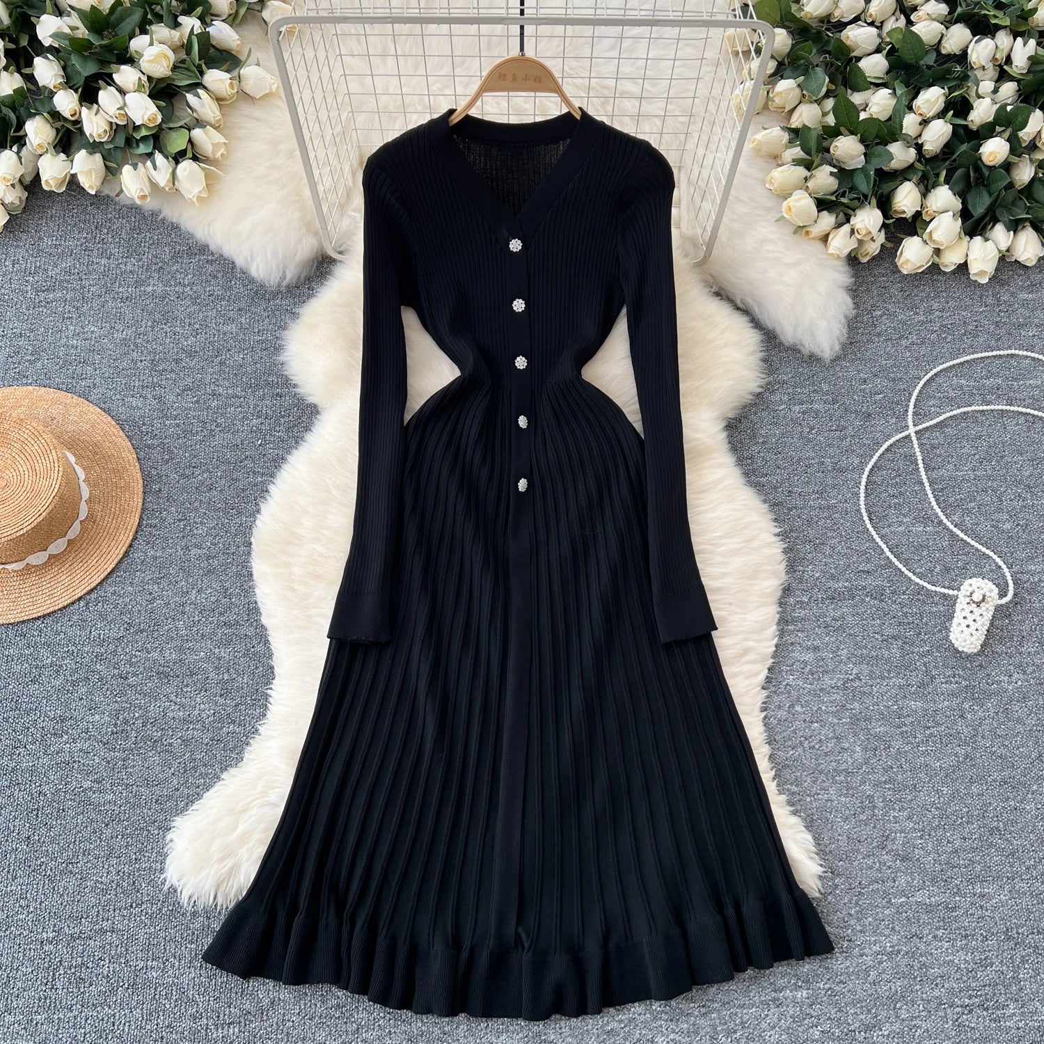 Autumn Knitting Sweater Dress