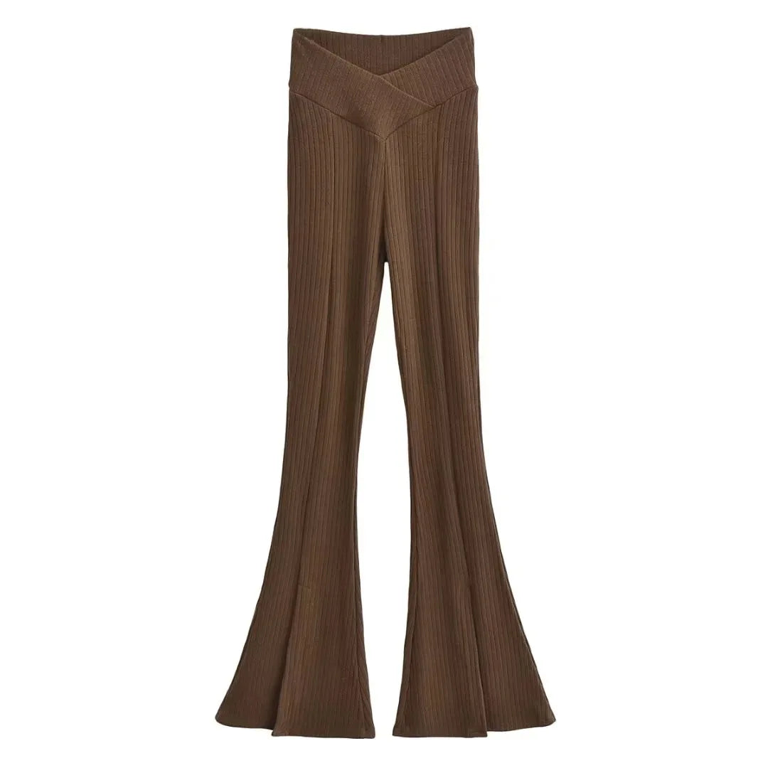 Flared Trousers Split Out Cross Low Waist Flared Pants