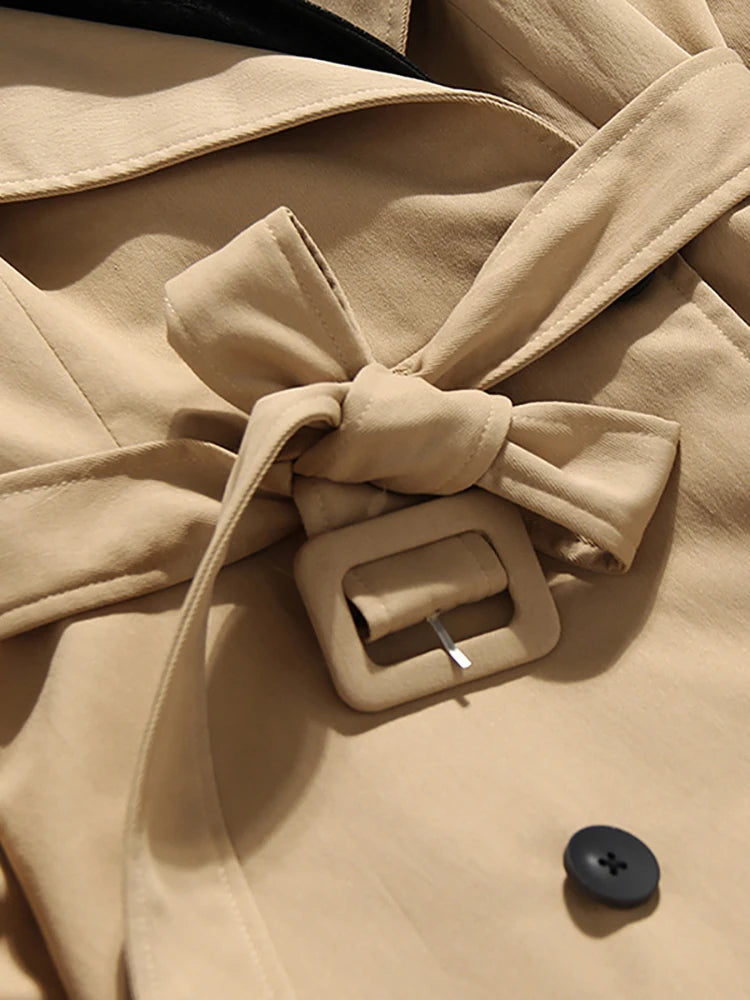 Autumn And Winter Temperament Leather Contrast Color Windbreaker Coat