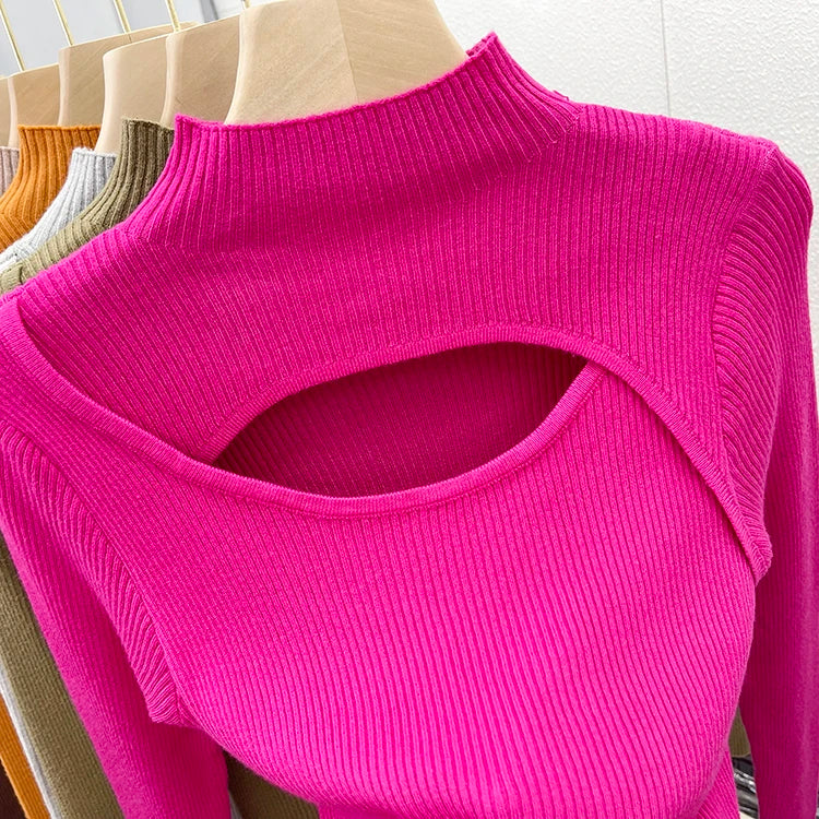 Hollow Out Slim Vintage Soft Warm Pull Pullover Knitted Sweater