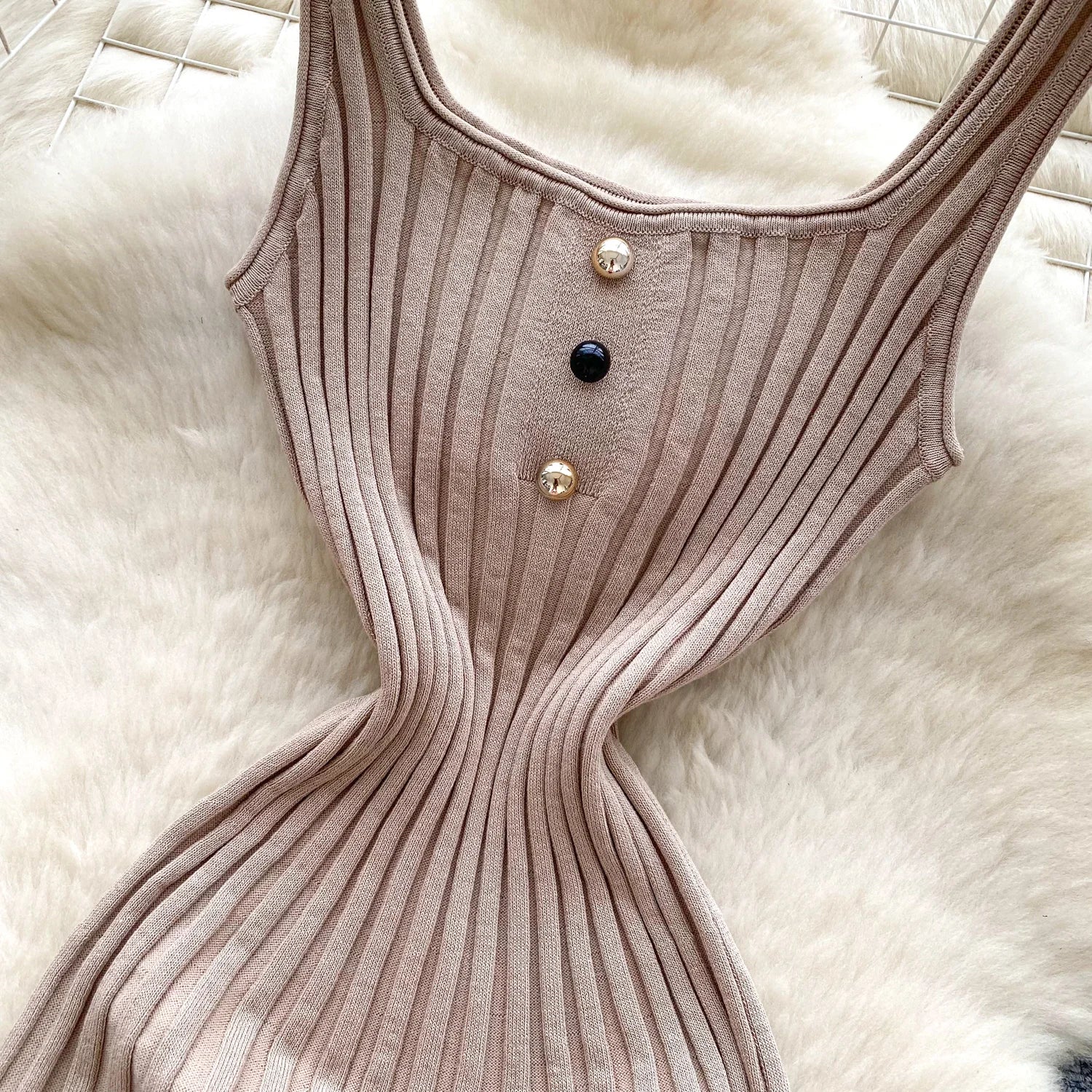 Vintage Sleeveless Elastic French Style Dress