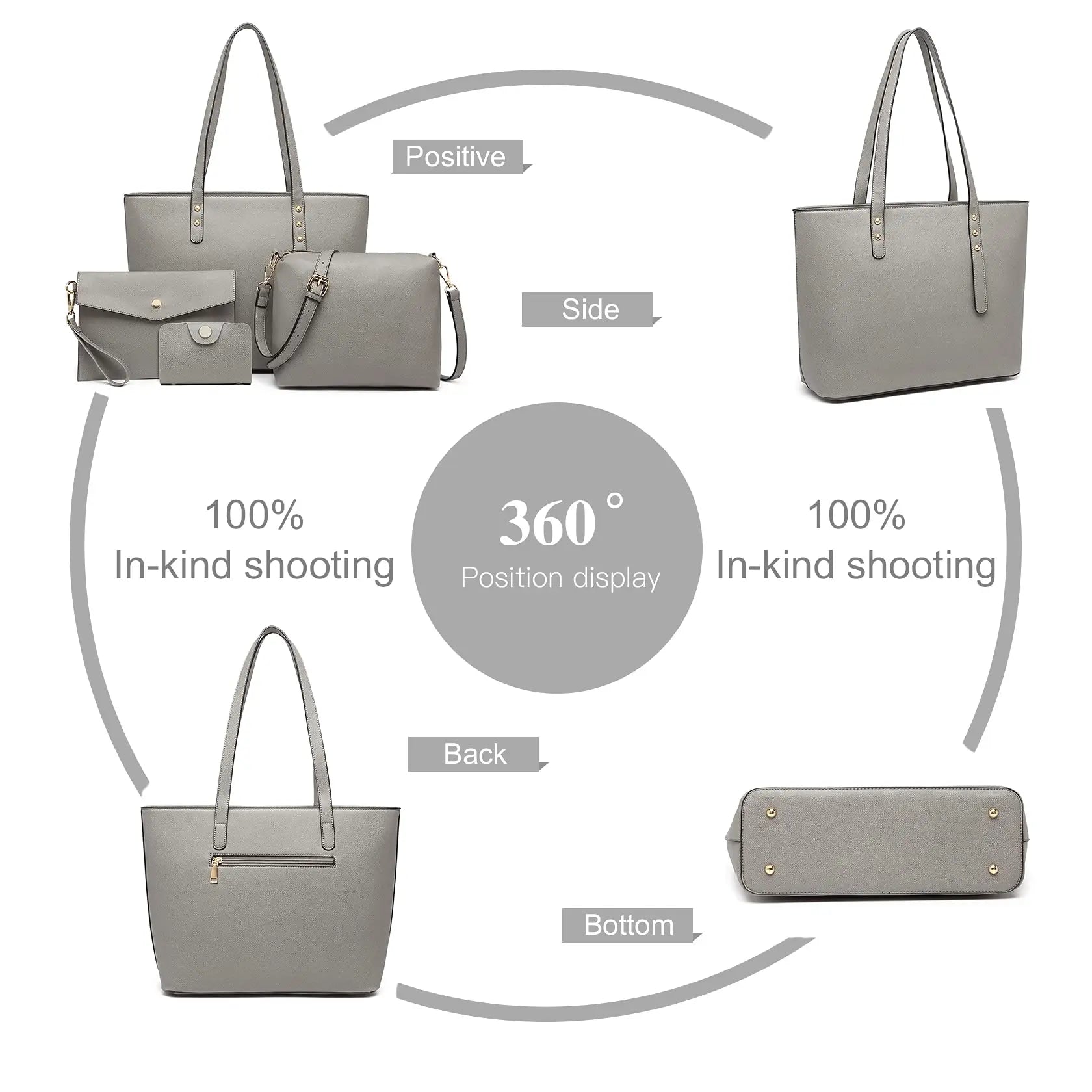 4 in 1 Totes Crossbody PU tote Leather Shoulder Handbag