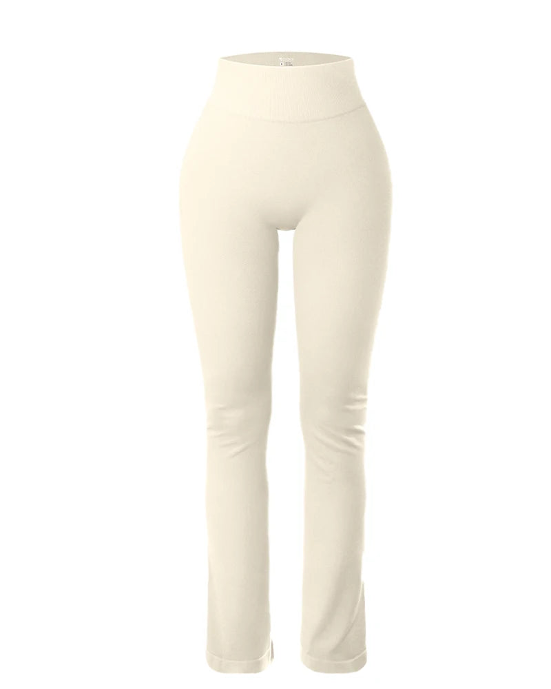 Solid Seamless Knit Yoga Flared Slim Casual Sports Leggings