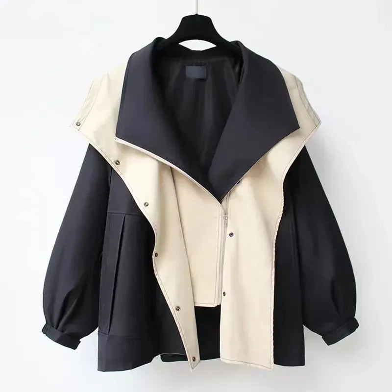 Loose Trench Patchwork Coats