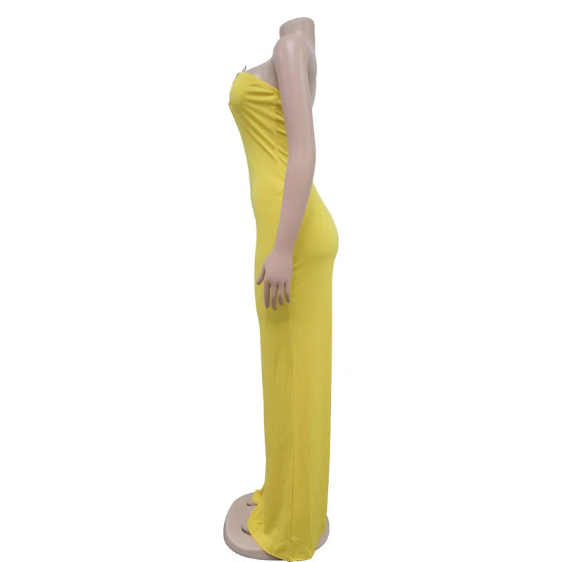 Strapless Sleeveless Loose Wide Leg Backless Cut Out Jumpsuits