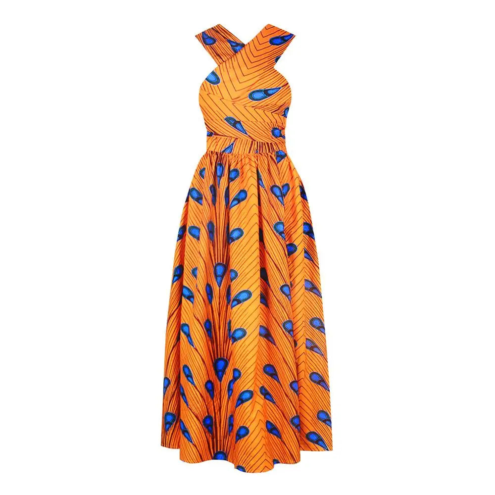 African Style High Waist Printed Floor Length Gown