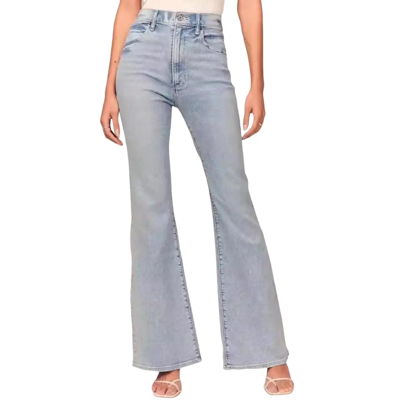 Denim Butt-lifted Casual K Skinny Bell Bottom Pocket Trousers