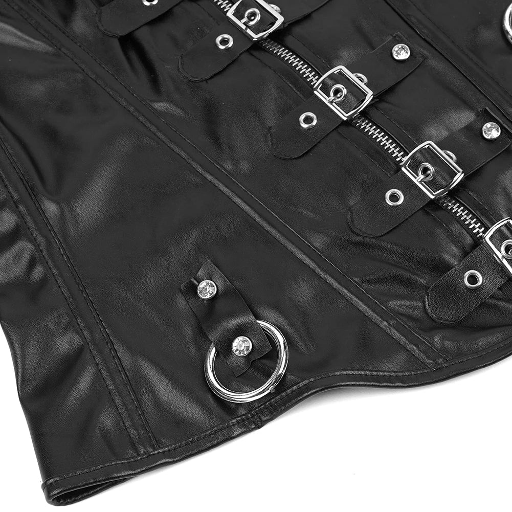 Black Leather Bustier Over bust Corset