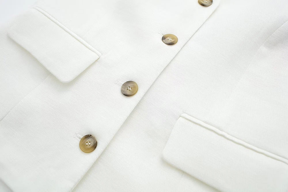 Single Breasted Vest + High Waisted Casual Trousers Set