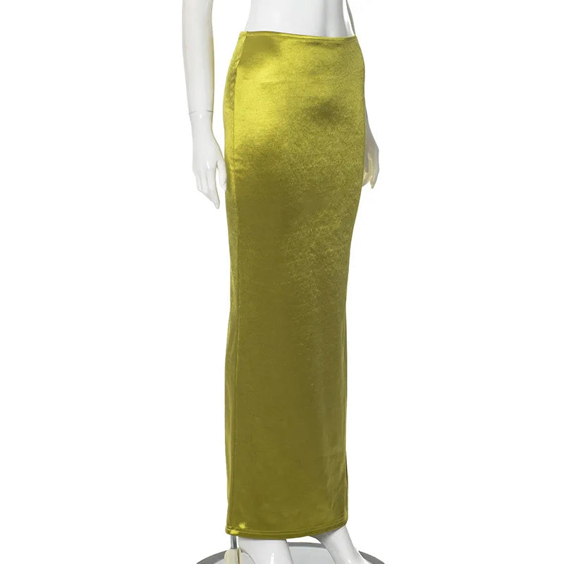 High Waist Side Slit Bodycon Maxi Skirts