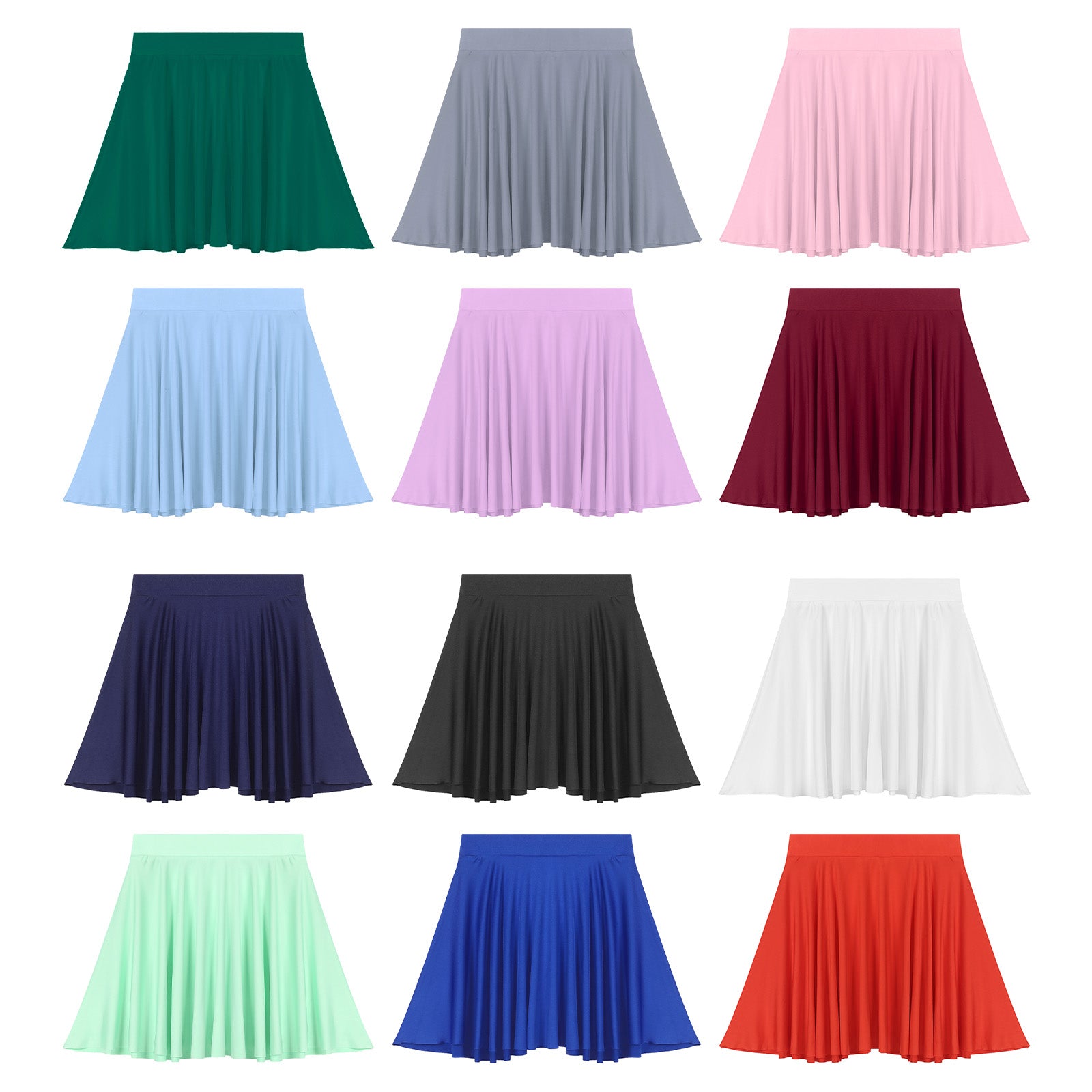 Elastic Waistband Flared Ruffles Skirts