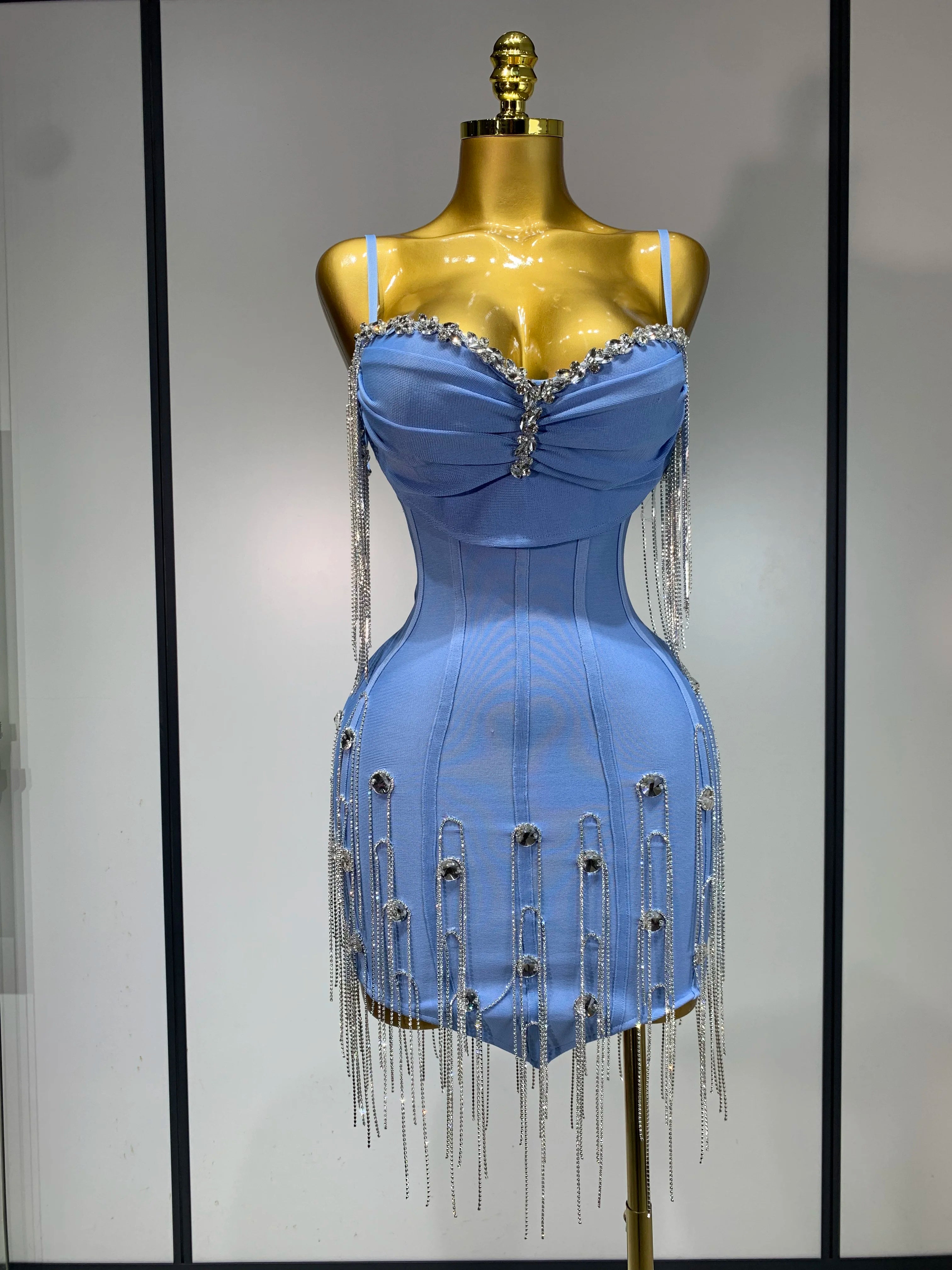 Backless Spaghetti Strap Bodycon Sleeveless Bandage Dress