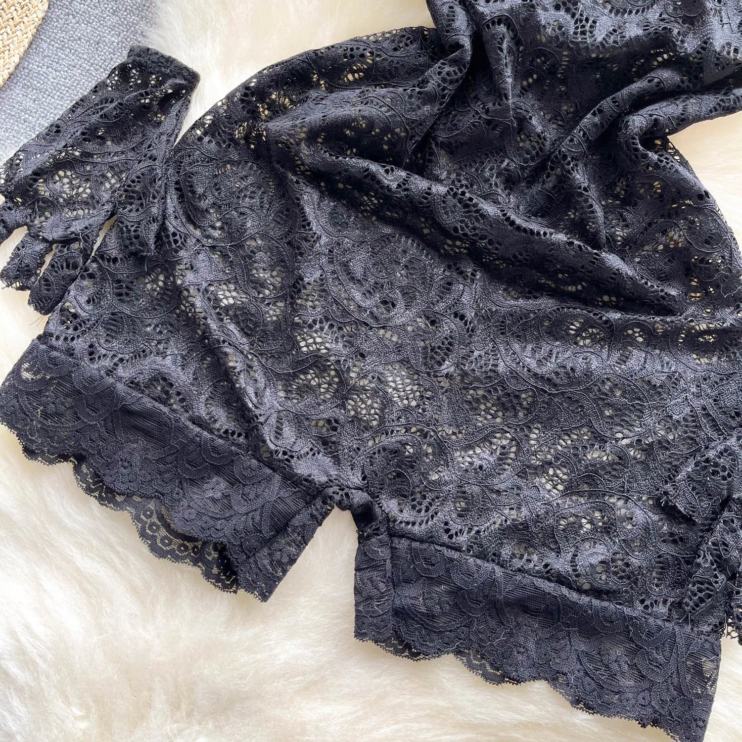 Hollow Out Lace Sleeveless Mesh Playsuit Bodysuit