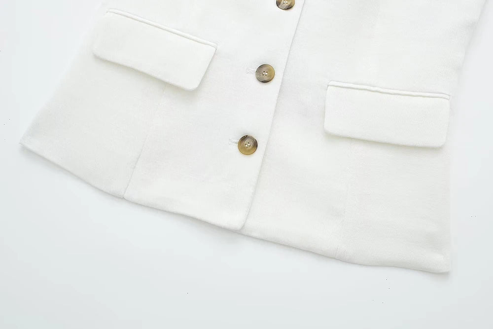 Single Breasted Vest + High Waisted Casual Trousers Set