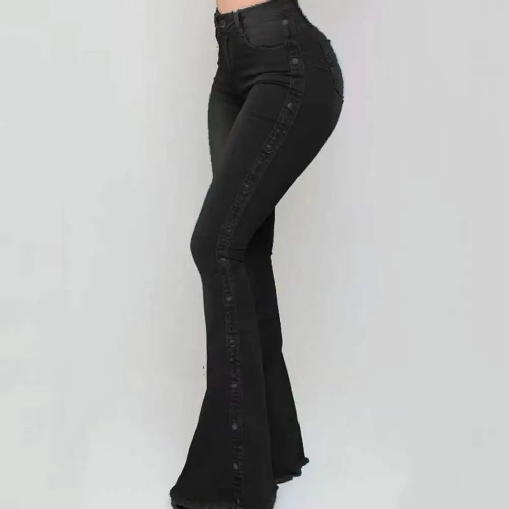 Denim Butt-lifted Casual K Skinny Bell Bottom Pocket Trousers