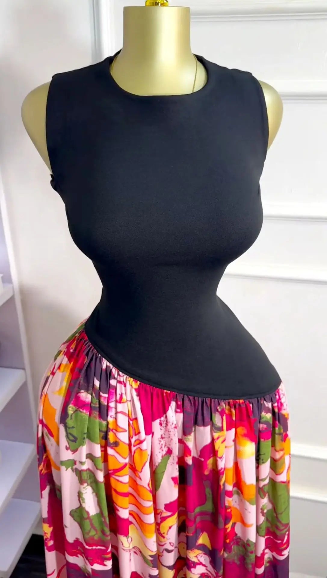 Sleeveless Printed Patchwork Tank Long Maxi Dress