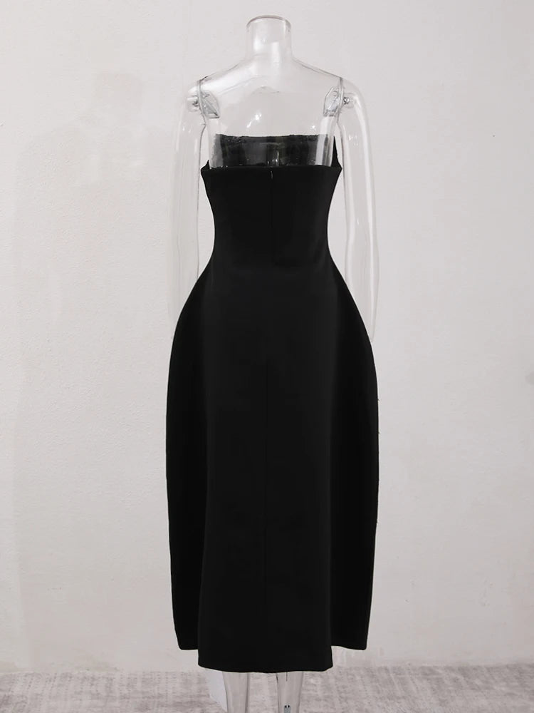 French Style Spliced Slash Neck Sleeveless High Waist Dress