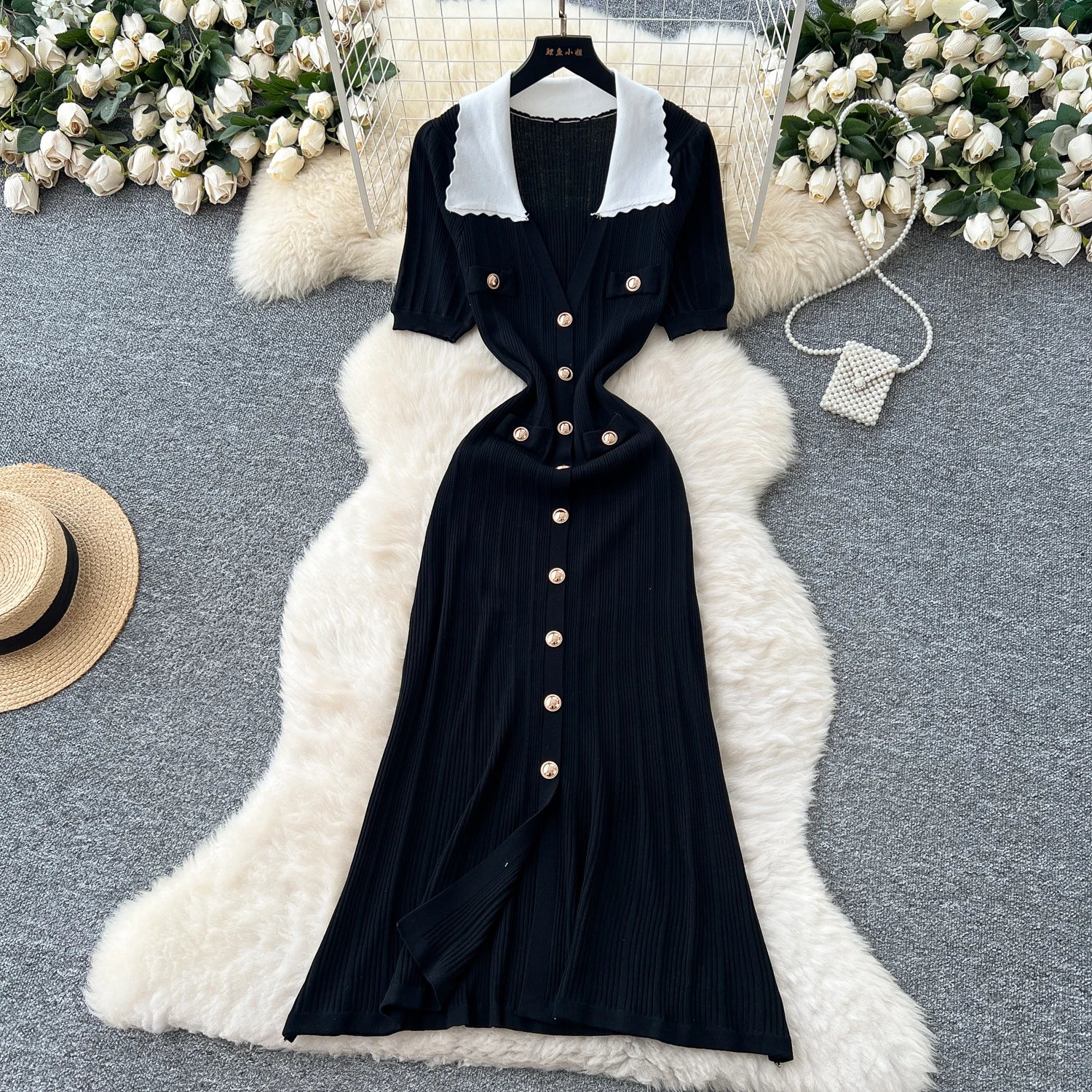 Retro Slim Fit Knitted Dress