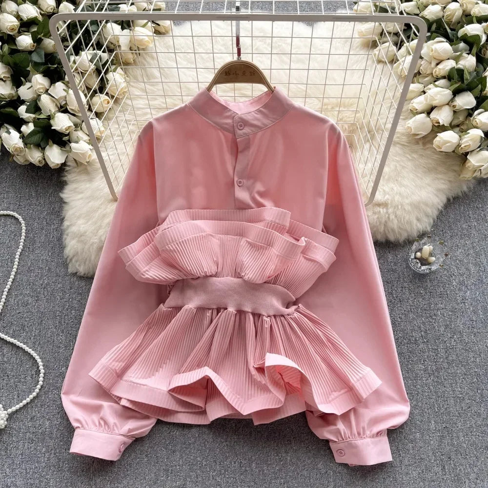 French Chic Long Puff Sleeve Shirts Formal Blouse