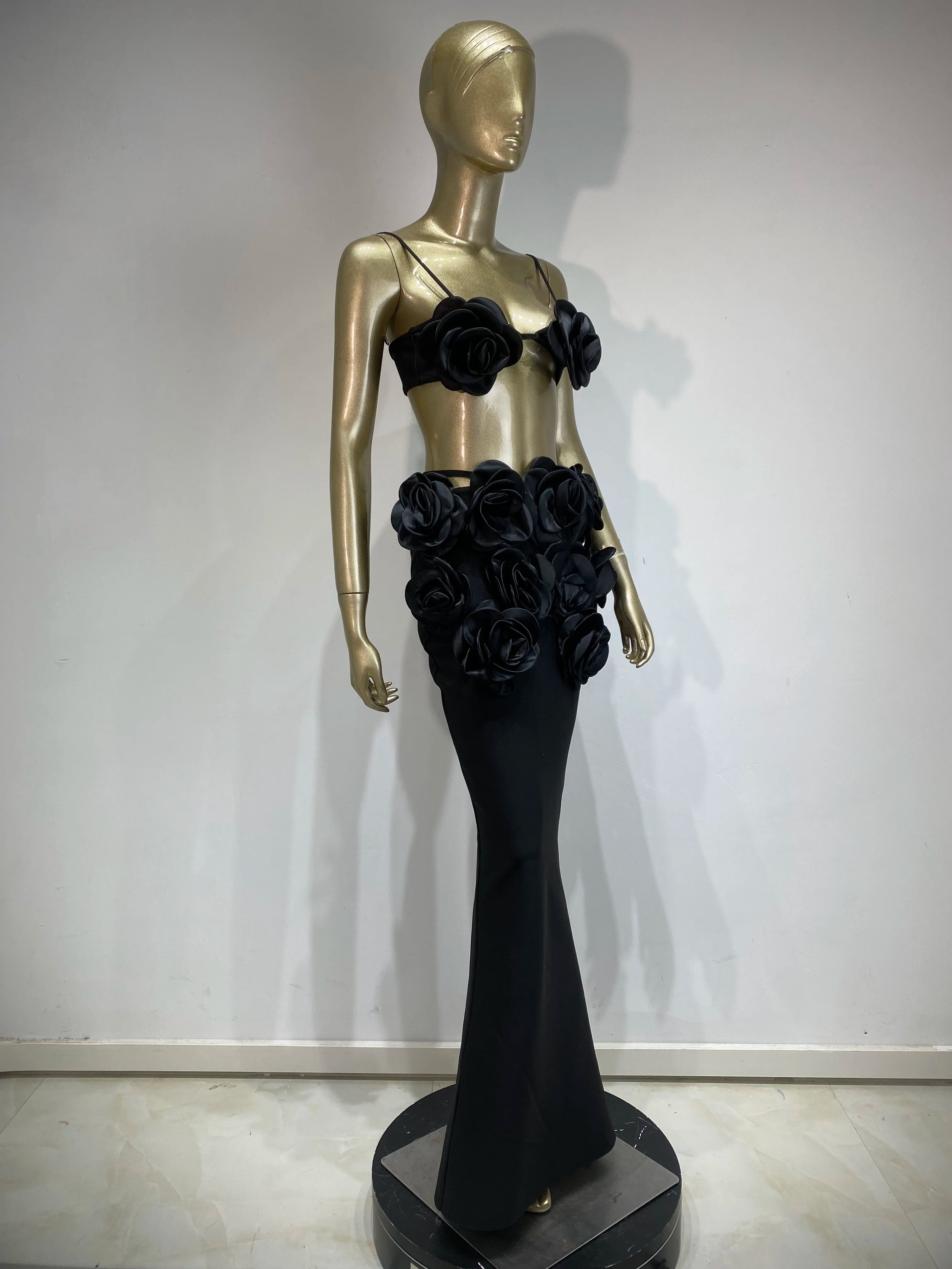 Backless Halter Maxi Long Bandage Skirt Set