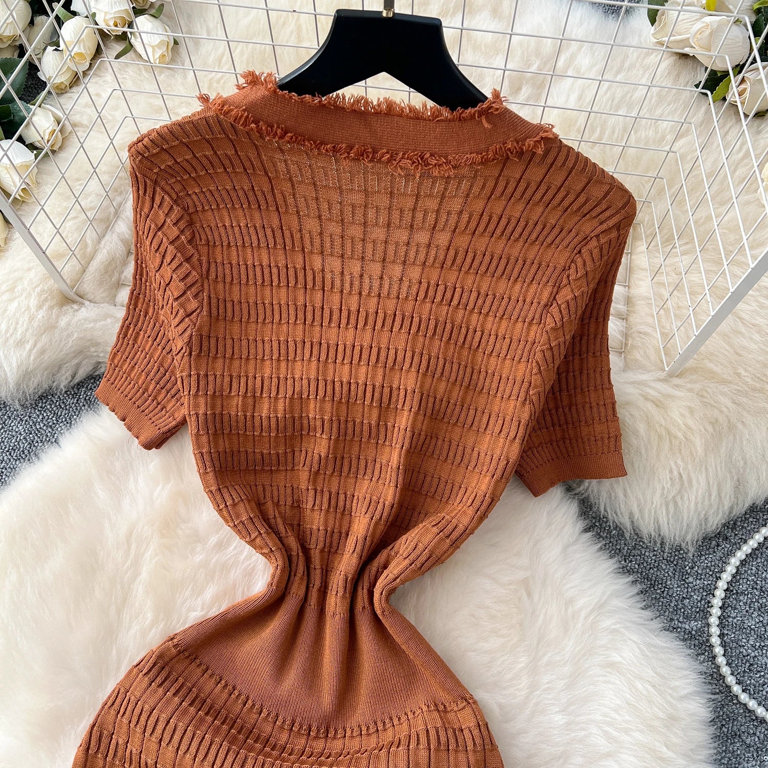 High Quality Elastic Knitted Vintage Long Sundress