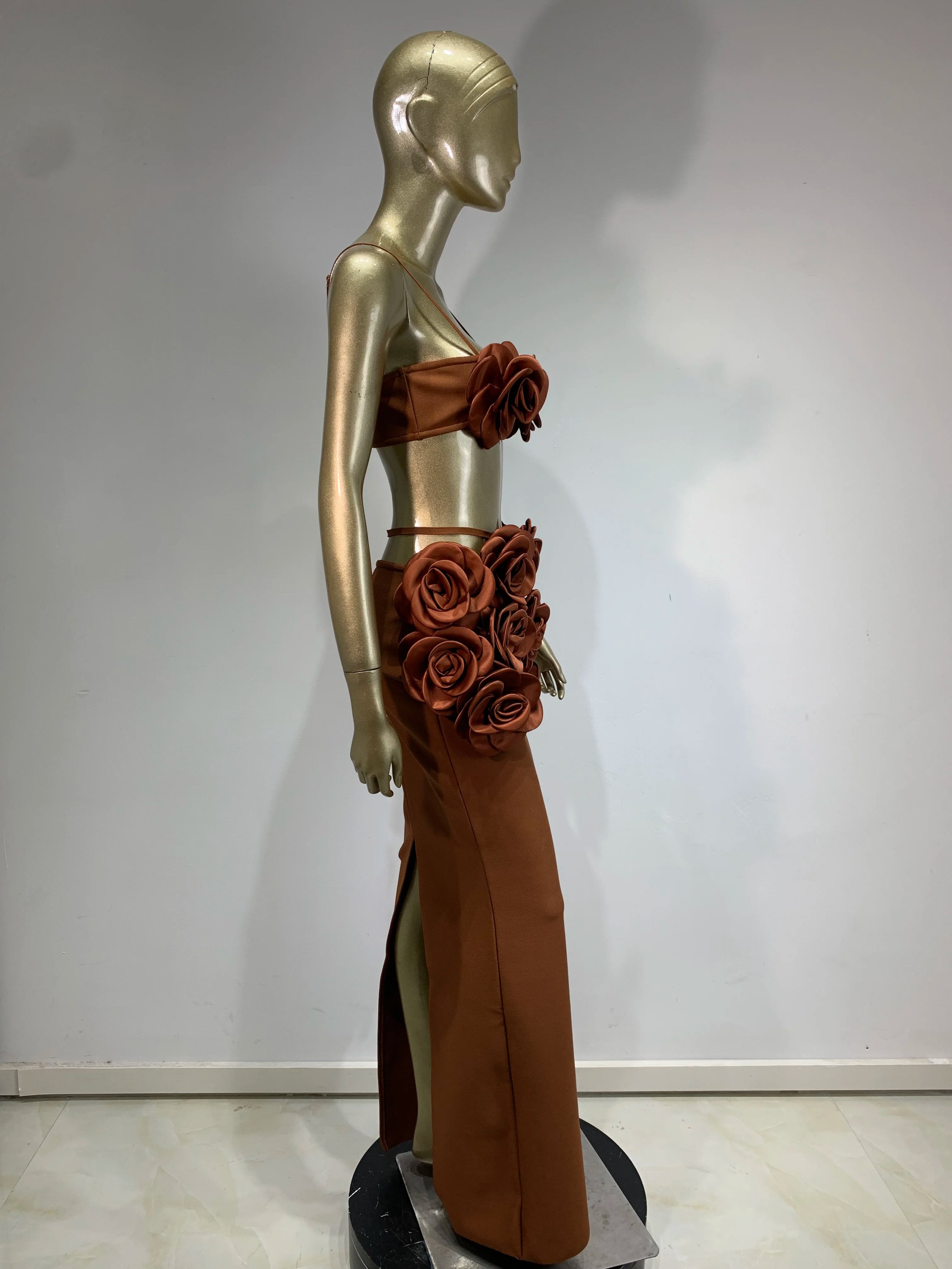Backless Halter Maxi Long Bandage Skirt Set