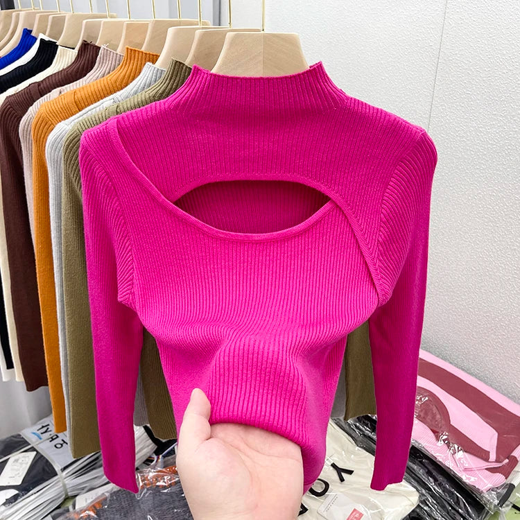 Hollow Out Slim Vintage Soft Warm Pull Pullover Knitted Sweater