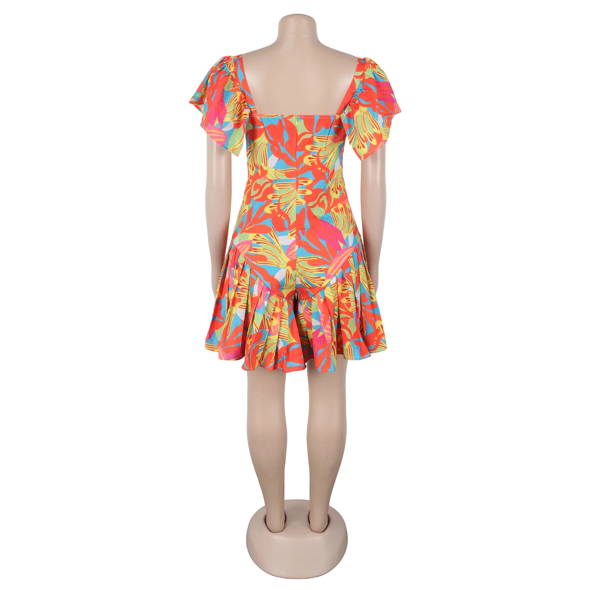 Floral Print Short Sleeve  Playsuits Jumpsuit