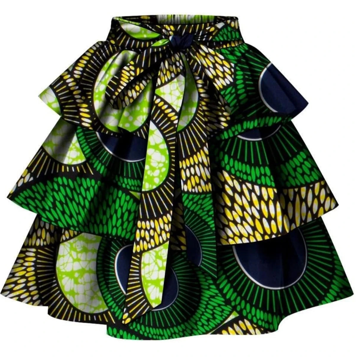 African Ankara Print Wax Patchwork Multi-layer Skirt