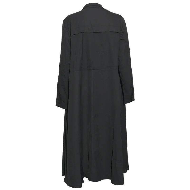 Irregular Big Size Long Trench Lapel Long Sleeve Windbreaker