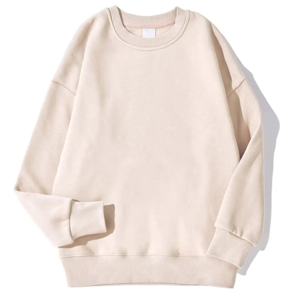 Autumn Winter Fleece Pullover Soft Breathable O-Neck Sweatshirt