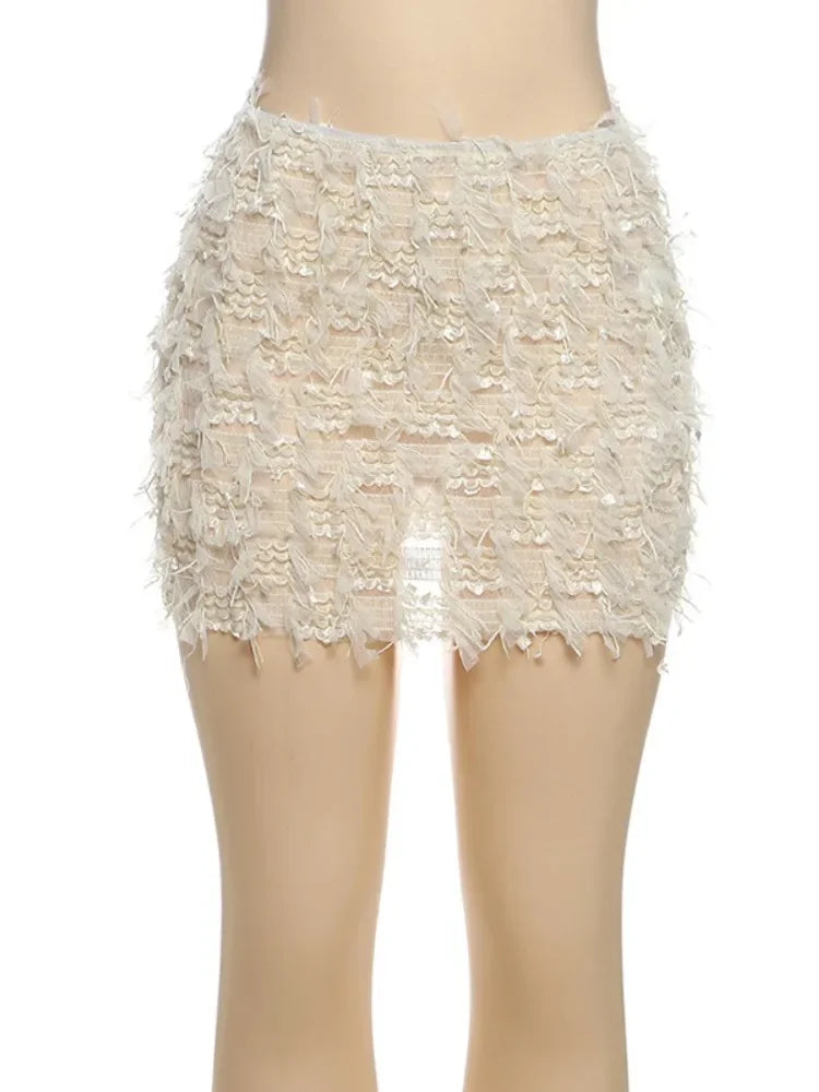 Colorful Striped Tassel Mini Skirts