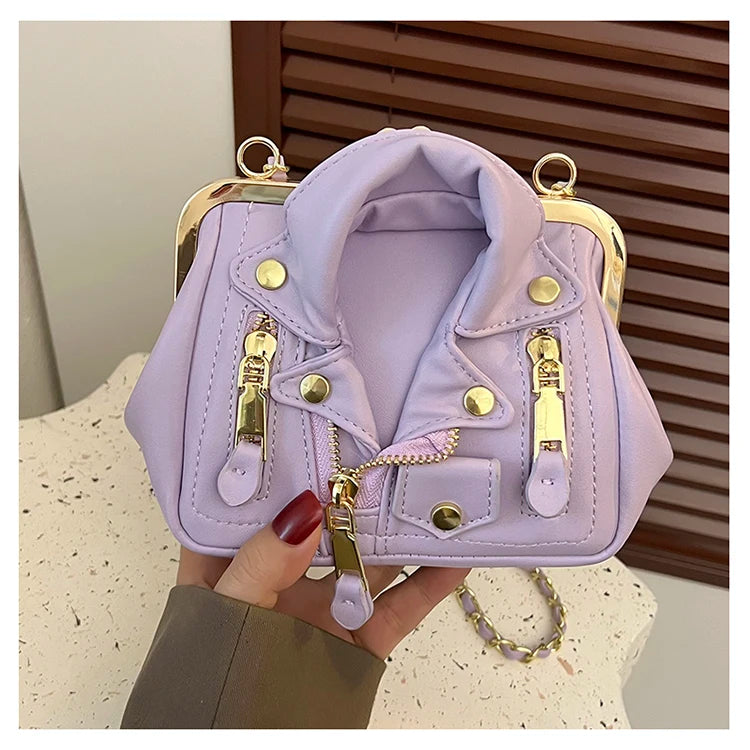 Leather Rivet Clip Crossbody Bag and Purses Clothes Shape