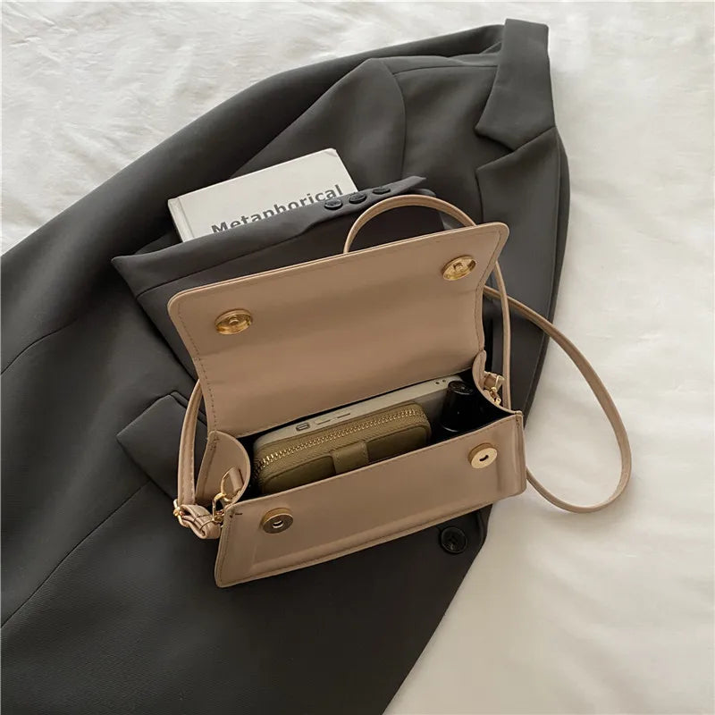 Pu Leather Mini Square Crossbody Tote Handbag