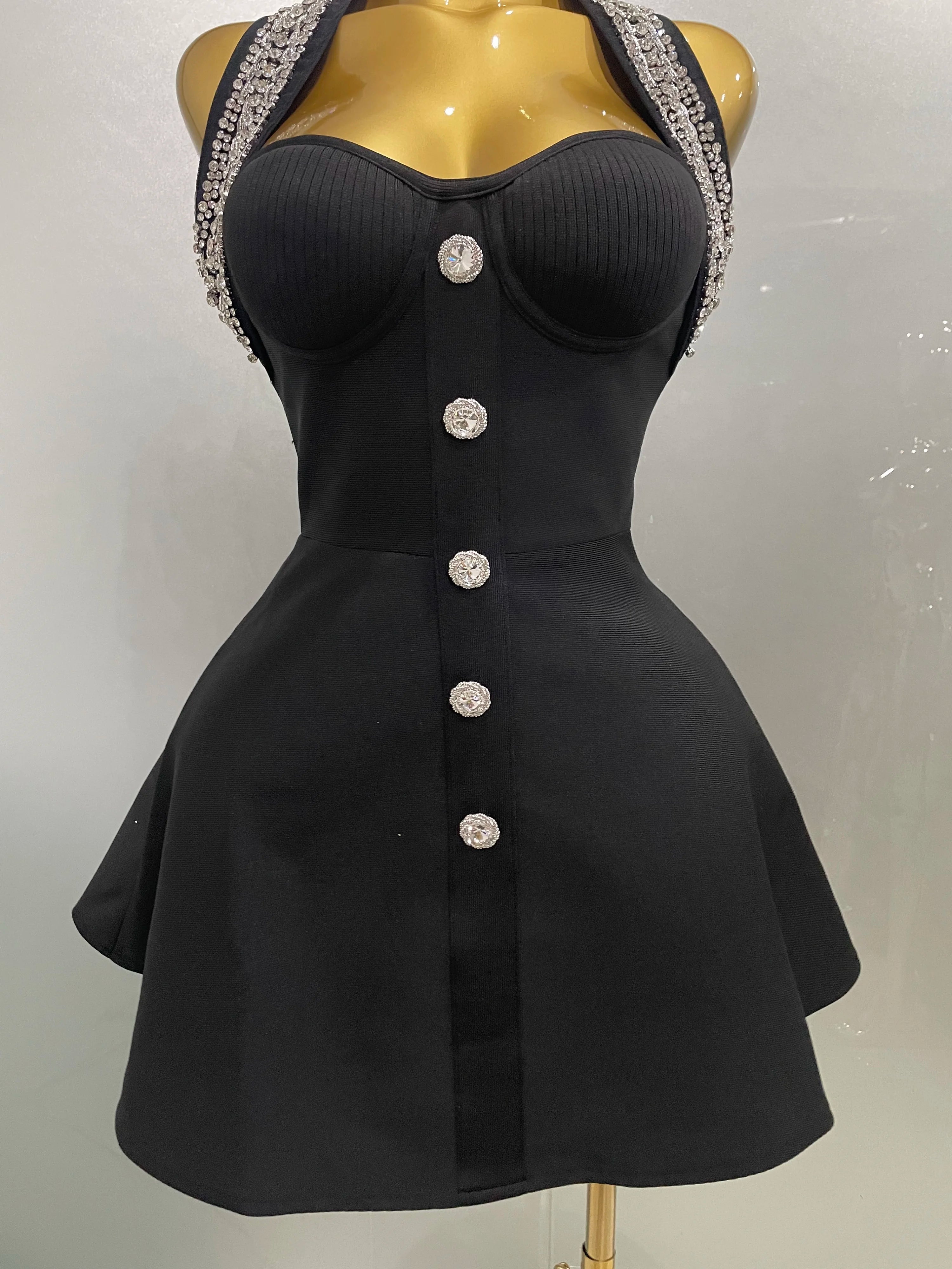 Off the Shoulder Shinning Crystal Bodycon Bandage Dress