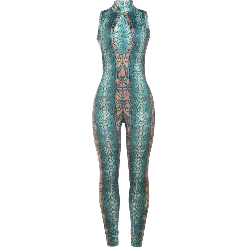 Hollow Serpentine Sleeveless Jumpsuit