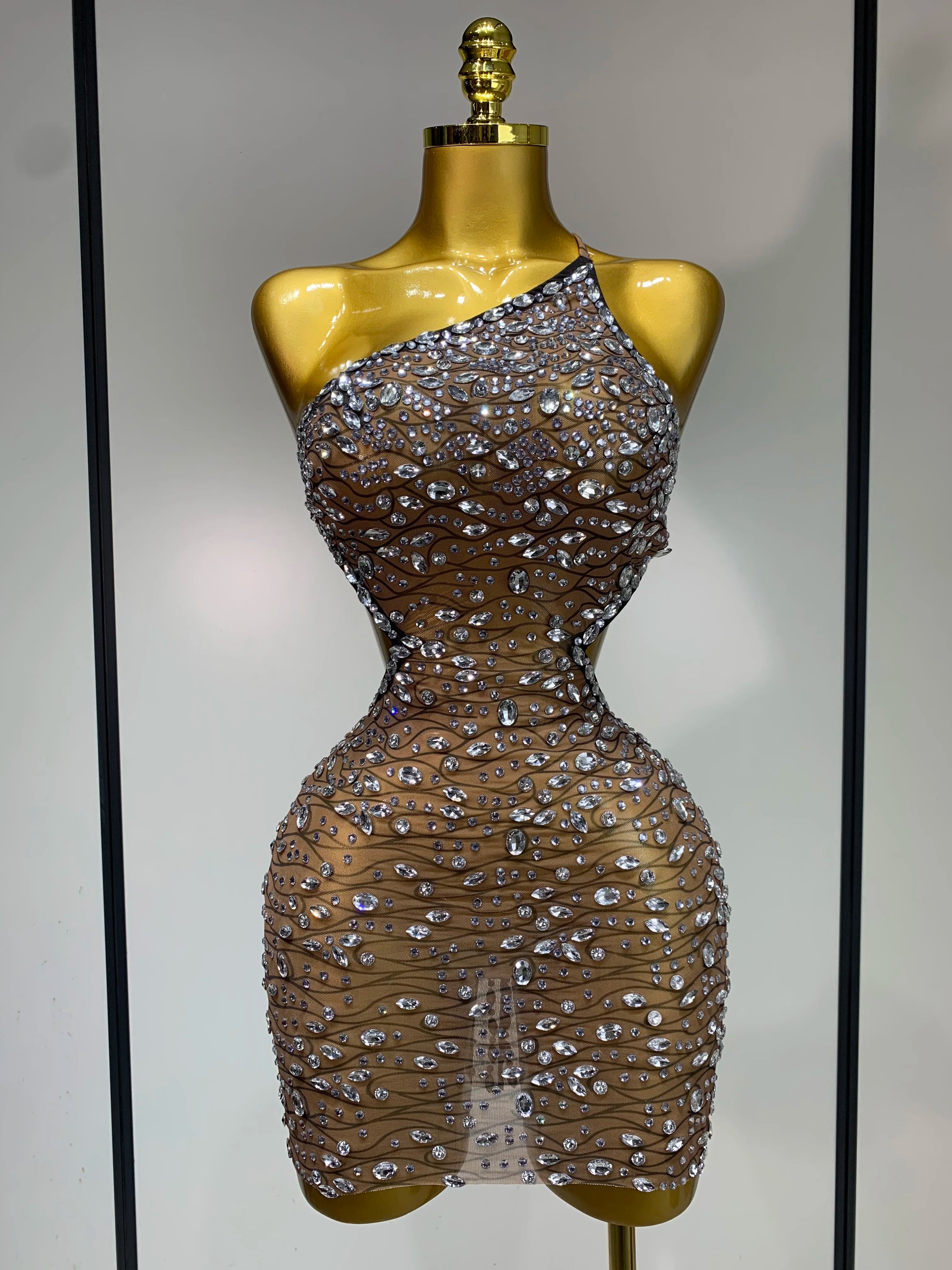 See Through Sparkly Diamond Dress