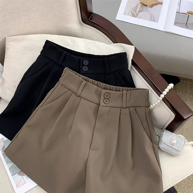 High Waist Wide Leg Office Loose Streetwear Casual Short Shorts