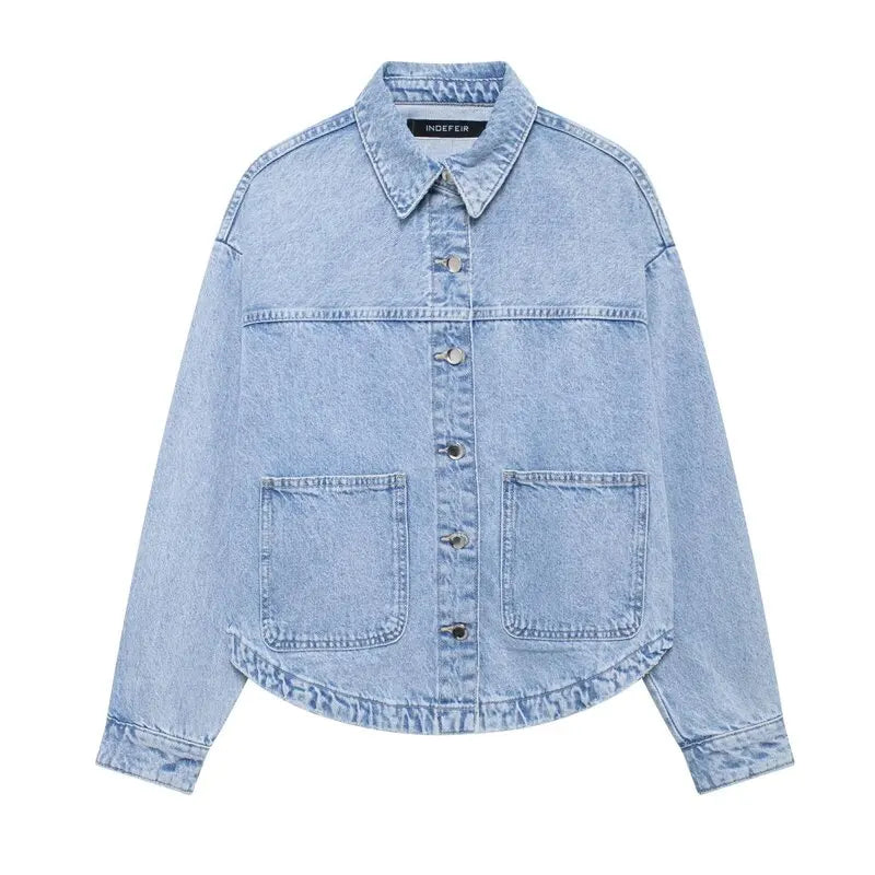 Long Sleeve Versatile Loose Fit Denim Jacket
