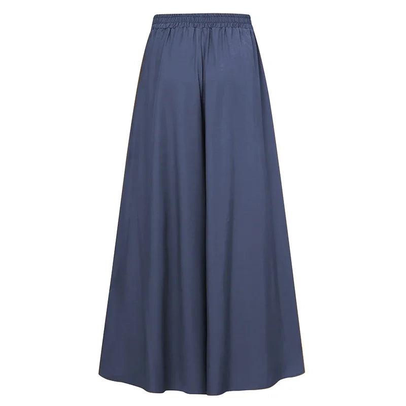 Silk Fold Retro Minimalist Mid Rise Elastic Drape Straight Leg Trousers