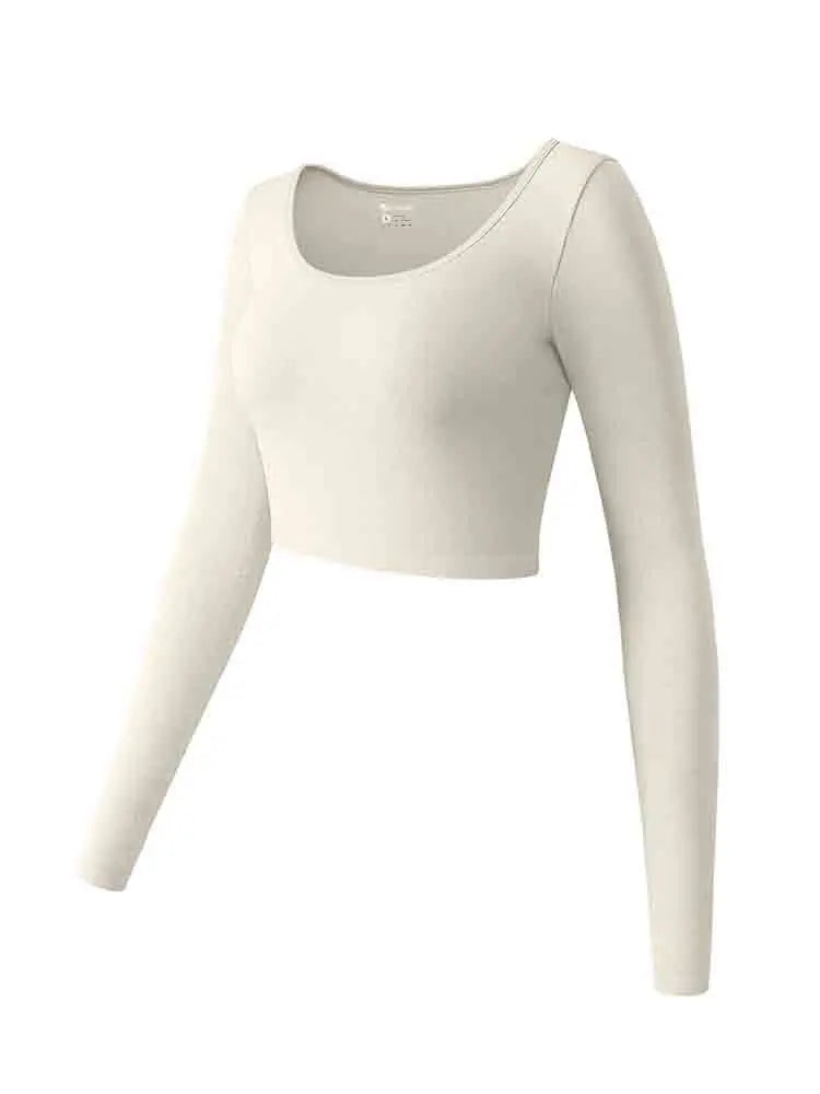 Long Sleeved Round Neck Seamless Tops T-shirt