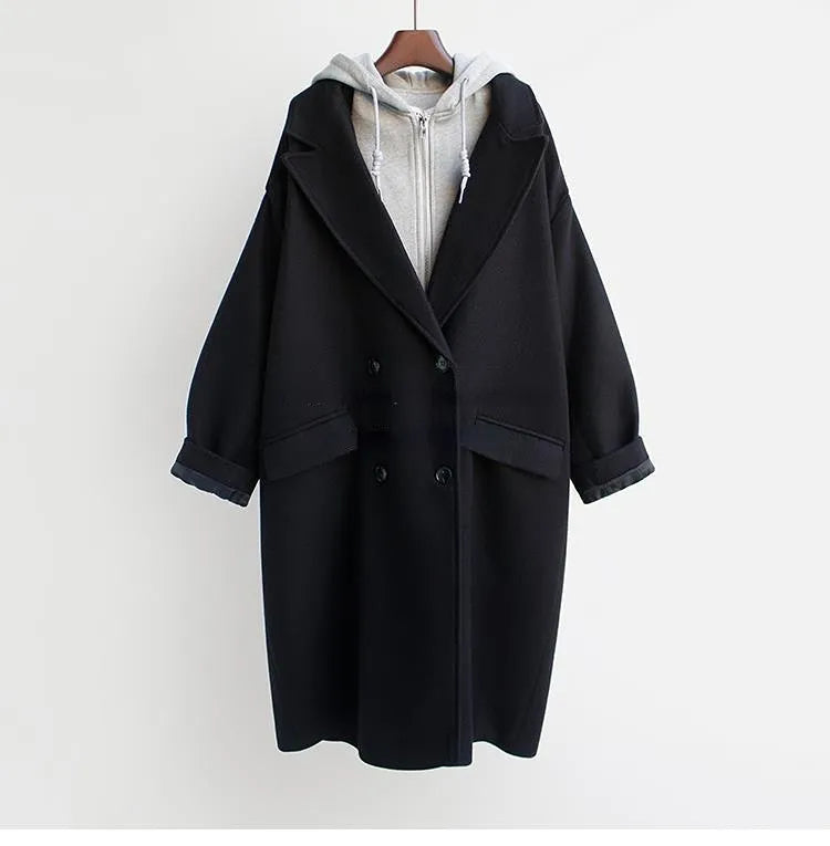 Spliced Fake Two Piece Hooded Coat