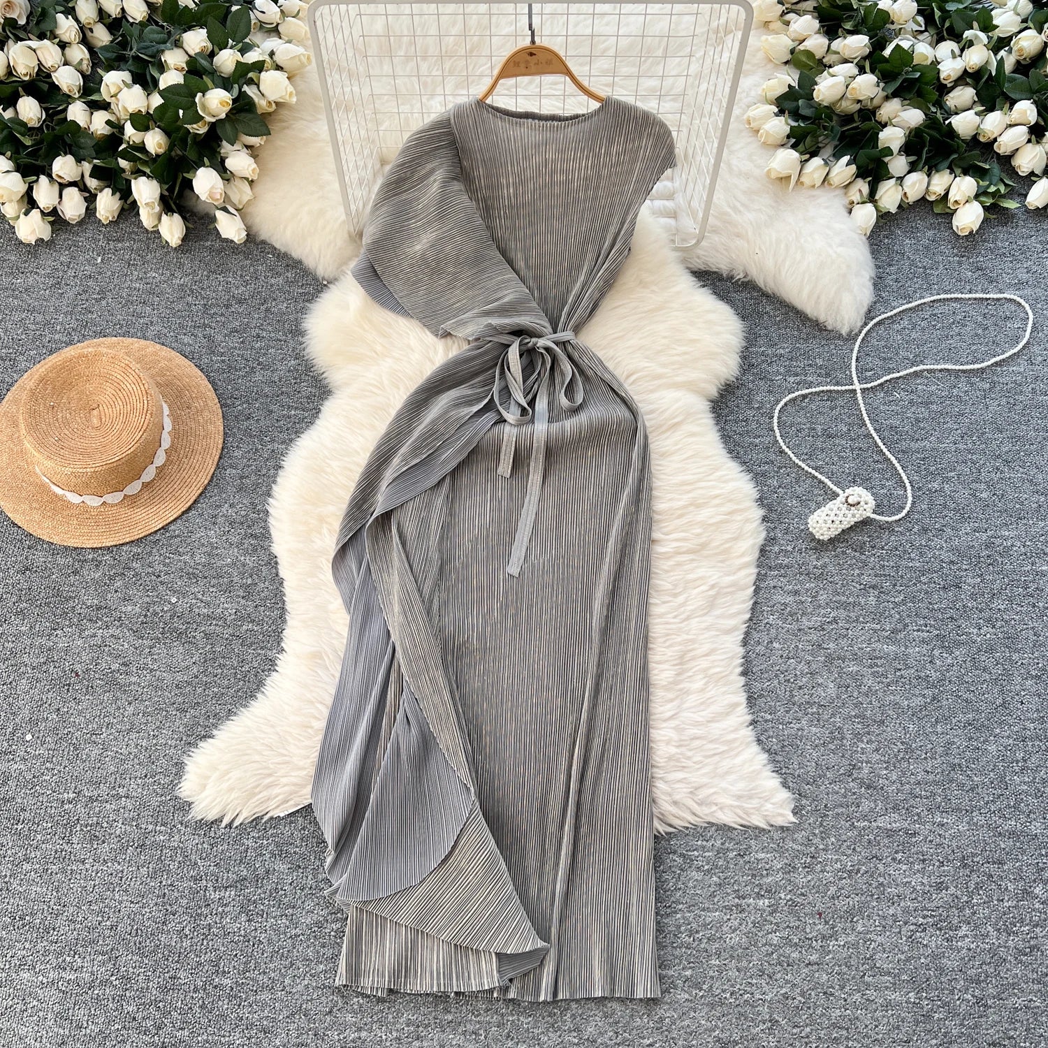 Chic asymmetrical Spliced High Waist A-line Dress