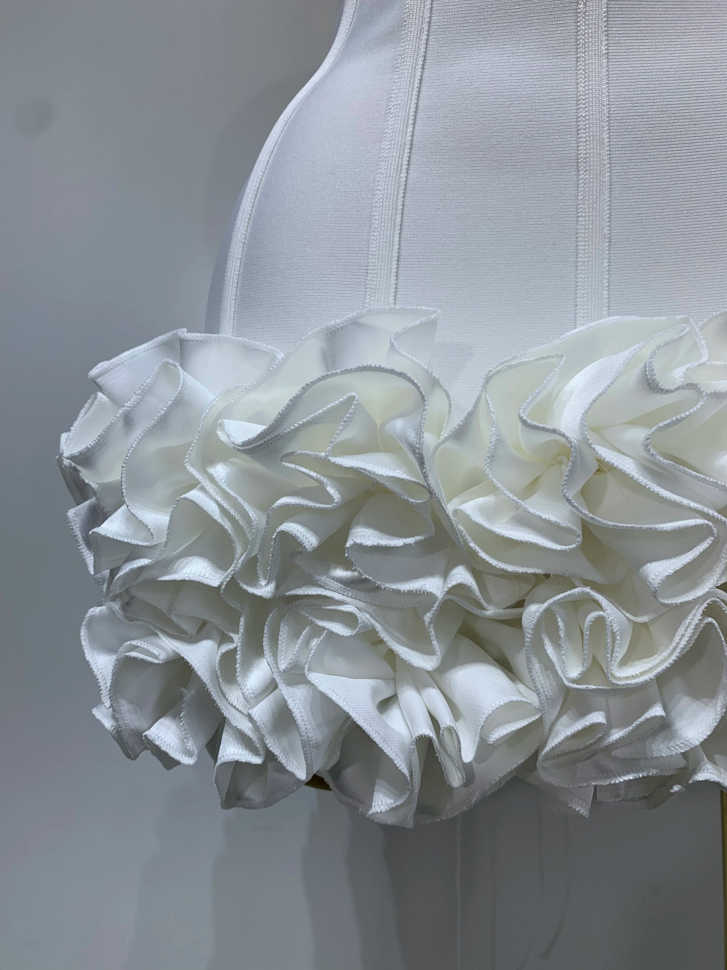 Strapless Backless Flower Embellished Mini Bodycon Bandage Dress