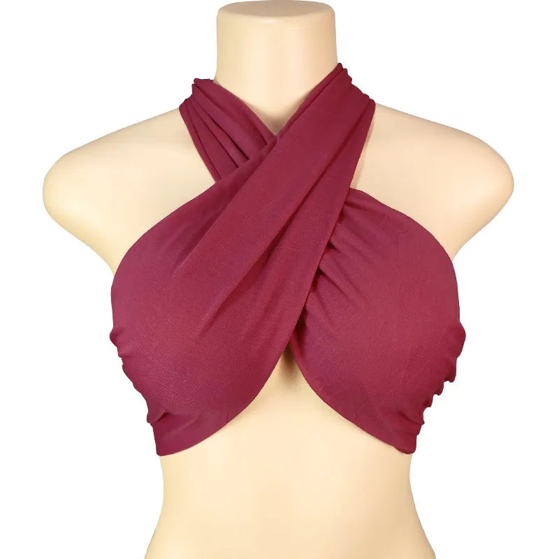 Backless Sleeveless Cross Bandage Halter Crop Tops