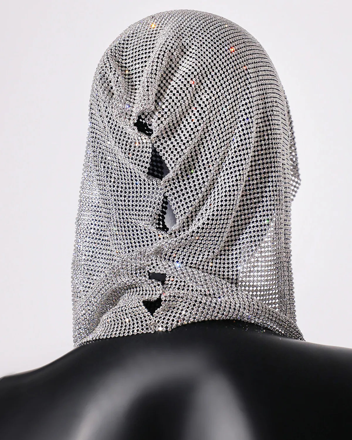 See Through Mesh Rhinestone Fishnet Hollow Out Crop Top