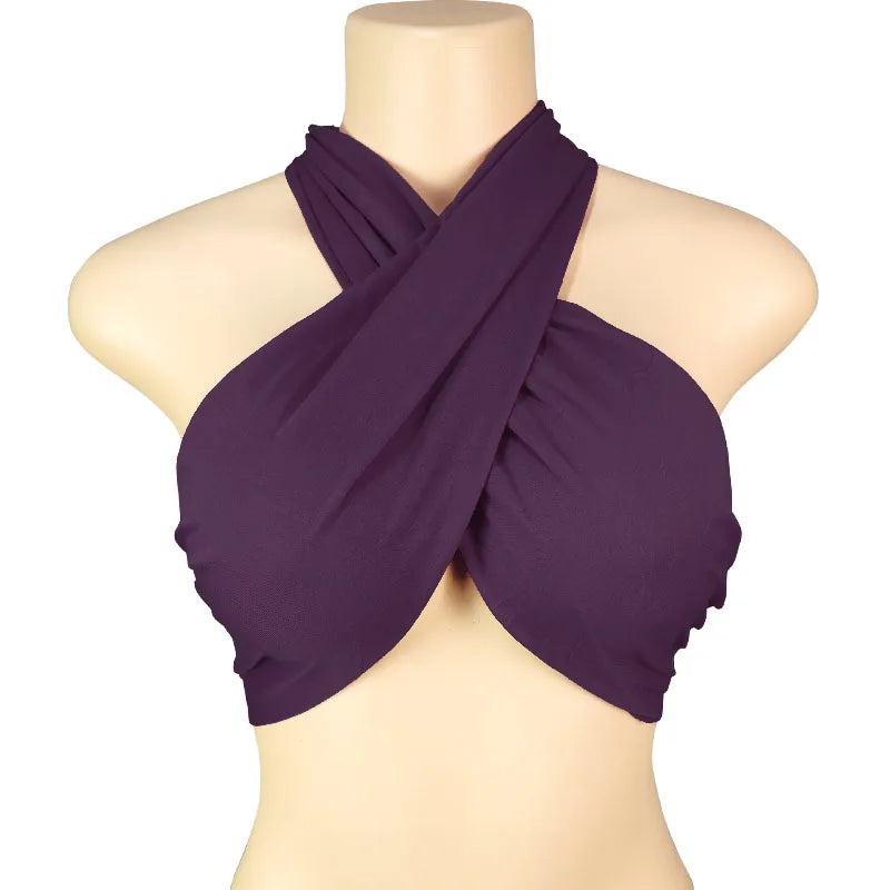 Backless Sleeveless Cross Bandage Halter Crop Tops