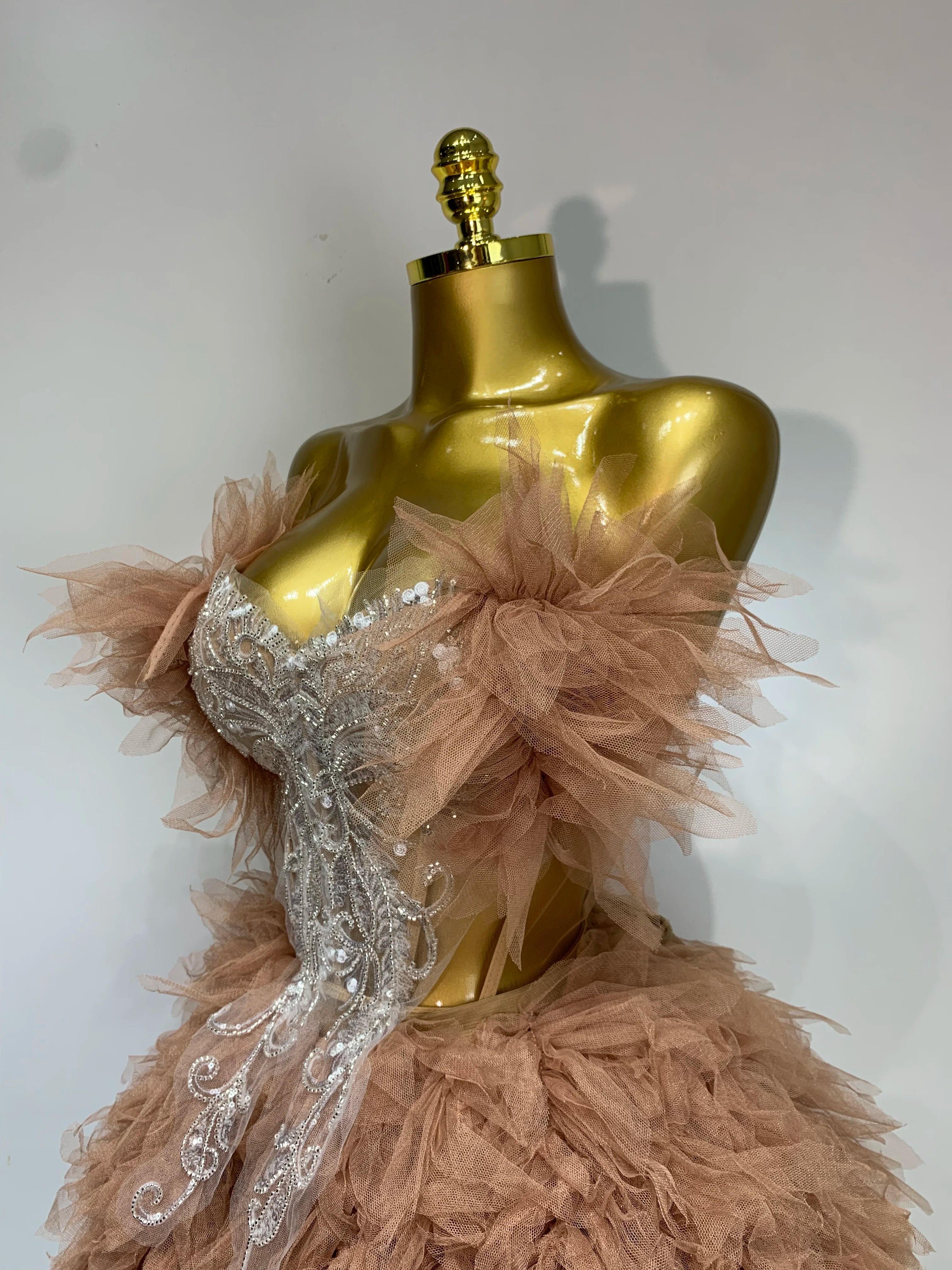 Strapless Two Pieces Set Luxury Dress
